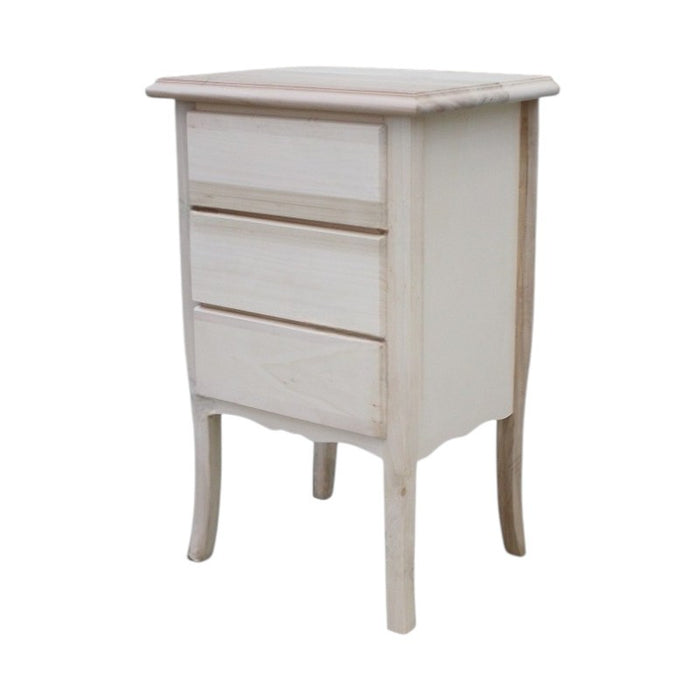 comodino classico 3 cassetti legno grezzo 45x34x71 - Mobili 2G