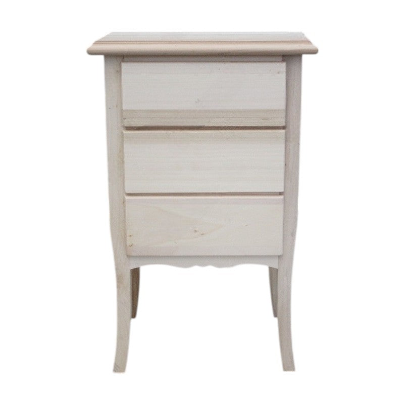 comodino classico 3 cassetti legno grezzo 45x34x71 - Mobili 2G