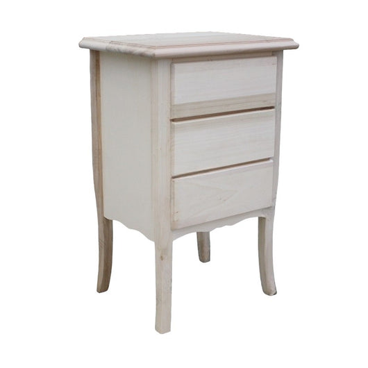 comodino classico 3 cassetti legno grezzo 45x34x71 - Mobili 2G