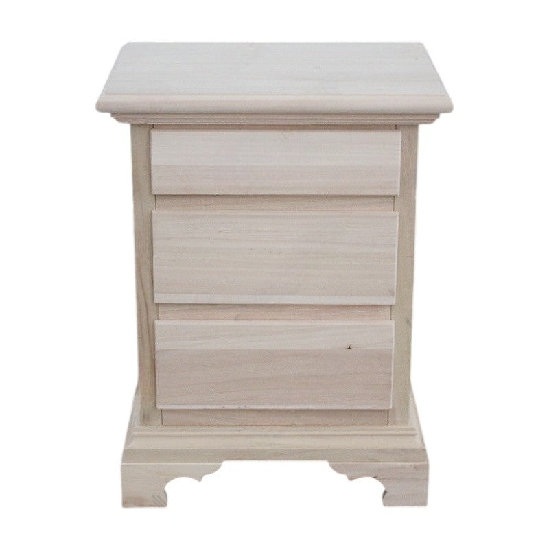 comodino classico 3 cassetti legno grezzo 50x38x65 (467) - Mobili 2G