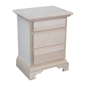 comodino classico 3 cassetti legno grezzo 50x38x65 (467) - Mobili 2G