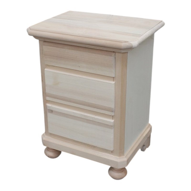 comodino classico 3 cassetti legno grezzo 50x38x66 - Mobili 2G