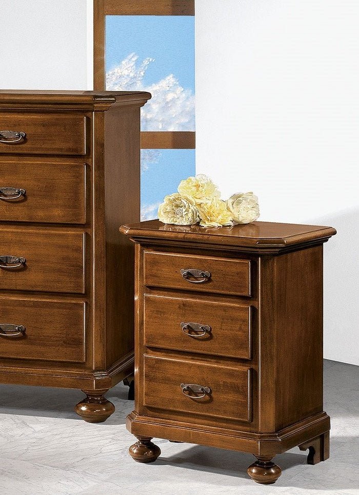 comodino classico 3 cassetti legno grezzo 50x38x66 - Mobili 2G