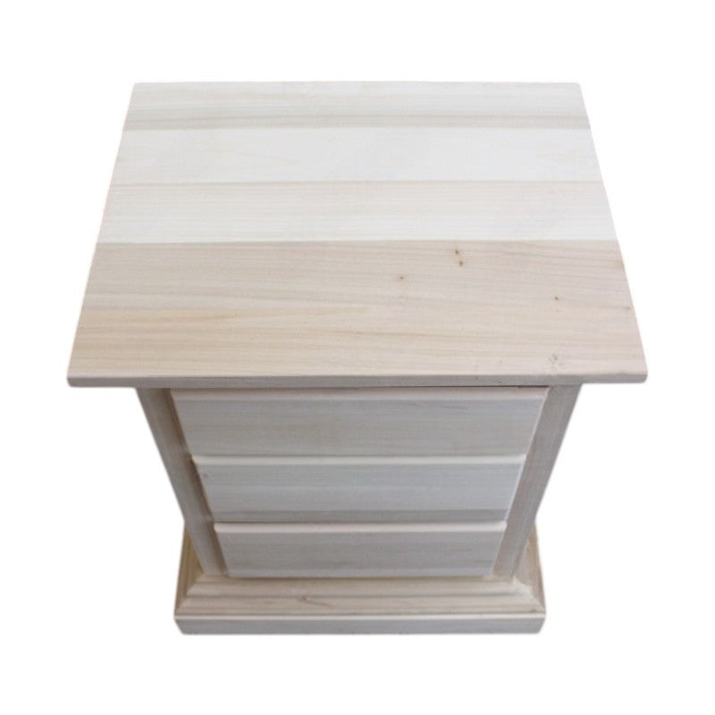 comodino classico 3 cassetti legno grezzo 51x40x64 - Mobili 2G