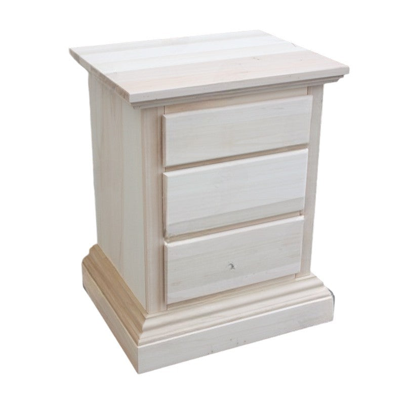 comodino classico 3 cassetti legno grezzo 51x40x64 - Mobili 2G