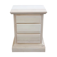 comodino classico 3 cassetti legno grezzo 51x40x64 - Mobili 2G