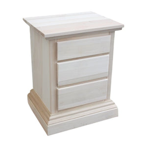 comodino classico 3 cassetti legno grezzo 51x40x64 - Mobili 2G