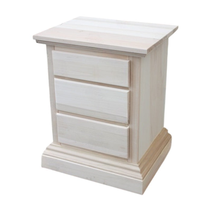 comodino classico 3 cassetti legno grezzo 51x40x64 - Mobili 2G