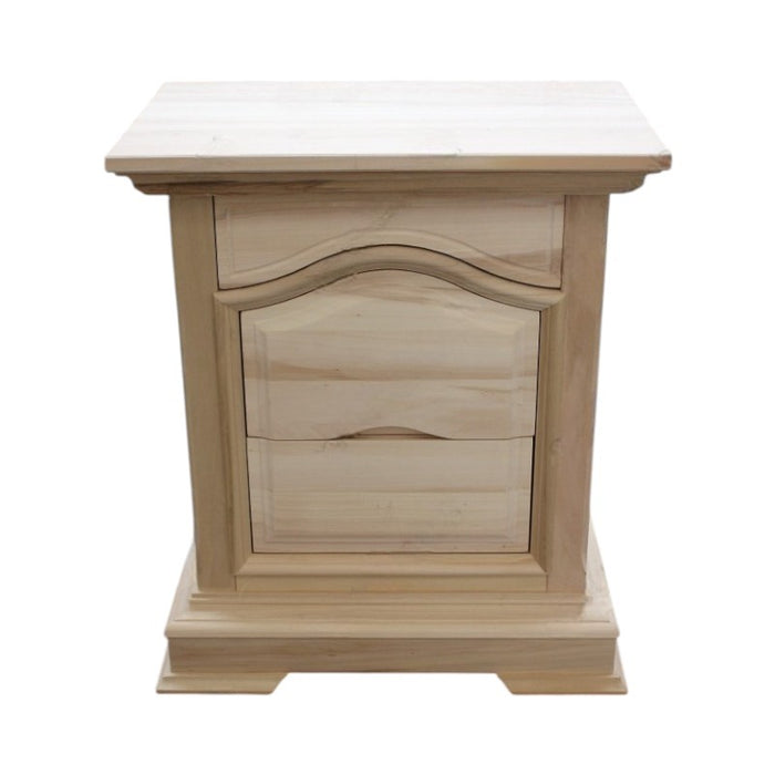 comodino classico 3 cassetti legno grezzo 60x37x71 - Mobili 2G