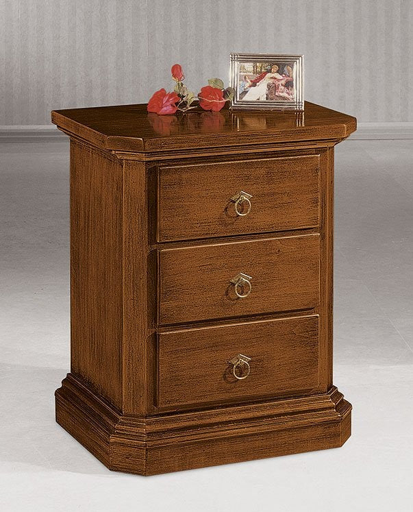 comodino classico 3 cassetti legno grezzo 60x38x71 (418) - Mobili 2G