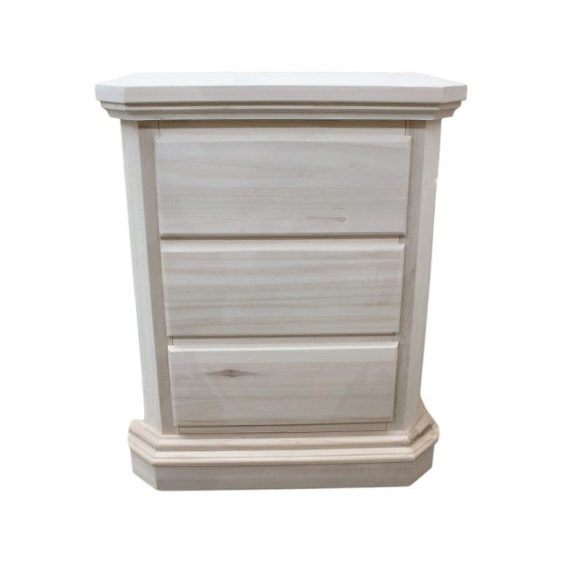 comodino classico 3 cassetti legno grezzo 60x38x71 (418) - Mobili 2G