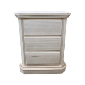 comodino classico 3 cassetti legno grezzo 60x38x71 (418) - Mobili 2G