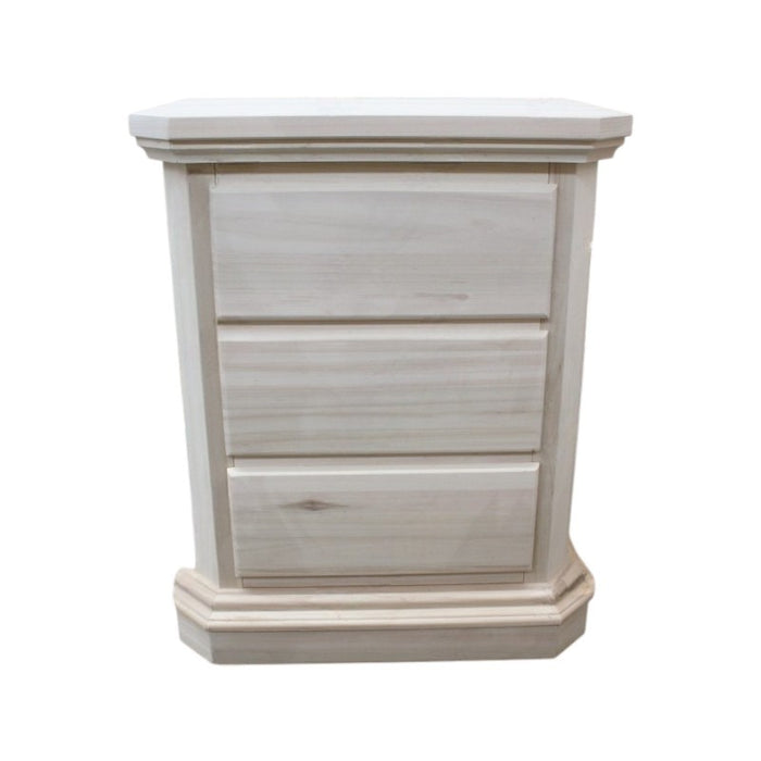 comodino classico 3 cassetti legno grezzo 60x38x71 (418) - Mobili 2G