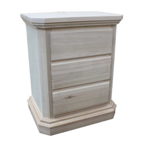 comodino classico 3 cassetti legno grezzo 60x38x71 (418) - Mobili 2G