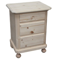  comodino classico 3 cassetti legno massello abete grezzo 50x38x65 - Mobili 2G