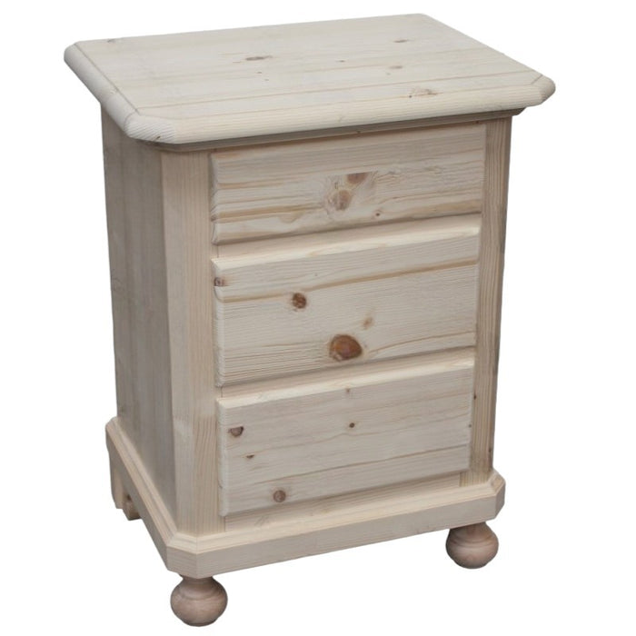  comodino classico 3 cassetti legno massello abete grezzo 50x38x65 - Mobili 2G