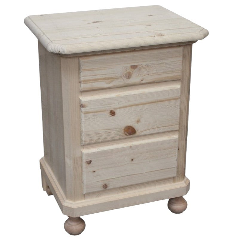  comodino classico 3 cassetti legno massello abete grezzo 50x38x65 - Mobili 2G