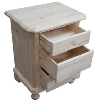 comodino classico 3 cassetti legno massello abete grezzo 50x38x65 - Mobili 2G