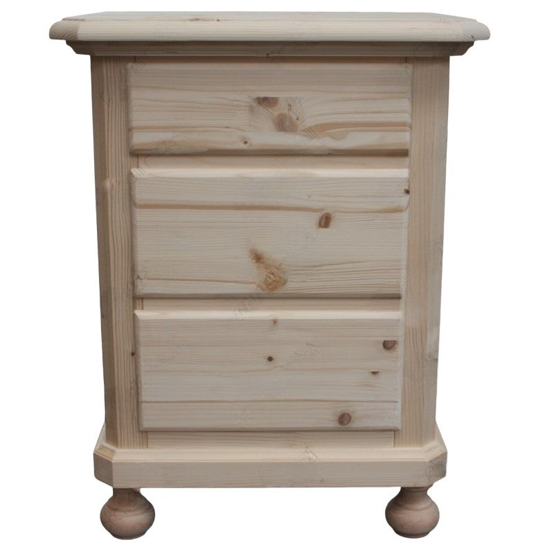  comodino classico 3 cassetti legno massello abete grezzo 50x38x65 - Mobili 2G