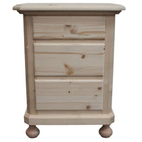  comodino classico 3 cassetti legno massello abete grezzo 50x38x65 - Mobili 2G