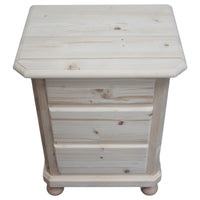  comodino classico 3 cassetti legno massello abete grezzo 50x38x65 - Mobili 2G
