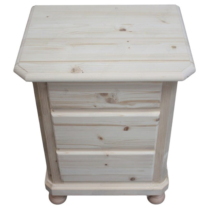  comodino classico 3 cassetti legno massello abete grezzo 50x38x65 - Mobili 2G