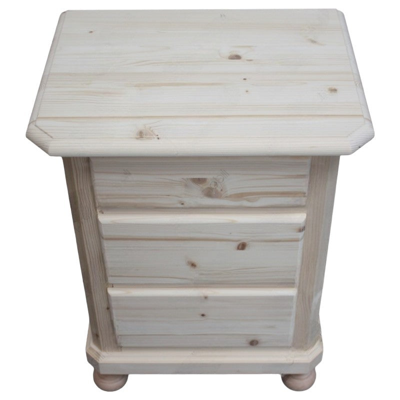  comodino classico 3 cassetti legno massello abete grezzo 50x38x65 - Mobili 2G