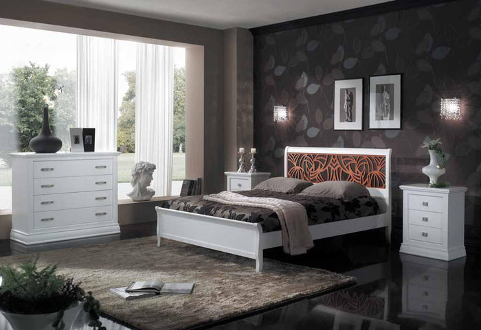 Comodino classico 3 cassetti legno shabby bianco 61x38x74