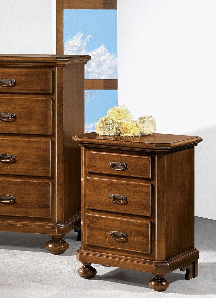  comodino classico 3 cassetti legno tinta noce 50x38x66 - Mobili 2G