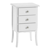 Comodino classico 3 cassetti shabby bianco  45x34x71