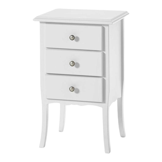 Comodino classico 3 cassetti shabby bianco  45x34x71