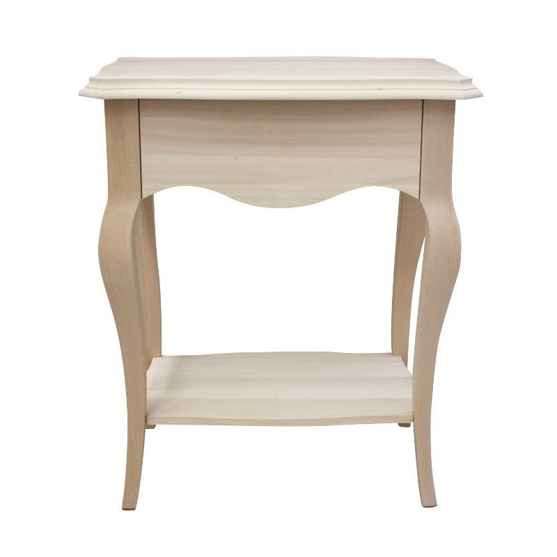 Comodino classico in legno 1 cassetto 1 ripiano grezzo l.54 p.36 h.69 (1480) - Mobili 2G