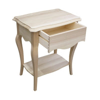 Comodino classico in legno 1 cassetto 1 ripiano grezzo l.54 p.36 h.69 (1480) - Mobili 2G