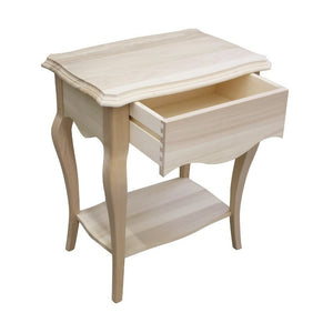 Comodino classico in legno 1 cassetto 1 ripiano grezzo l.54 p.36 h.69 (1480) - Mobili 2G