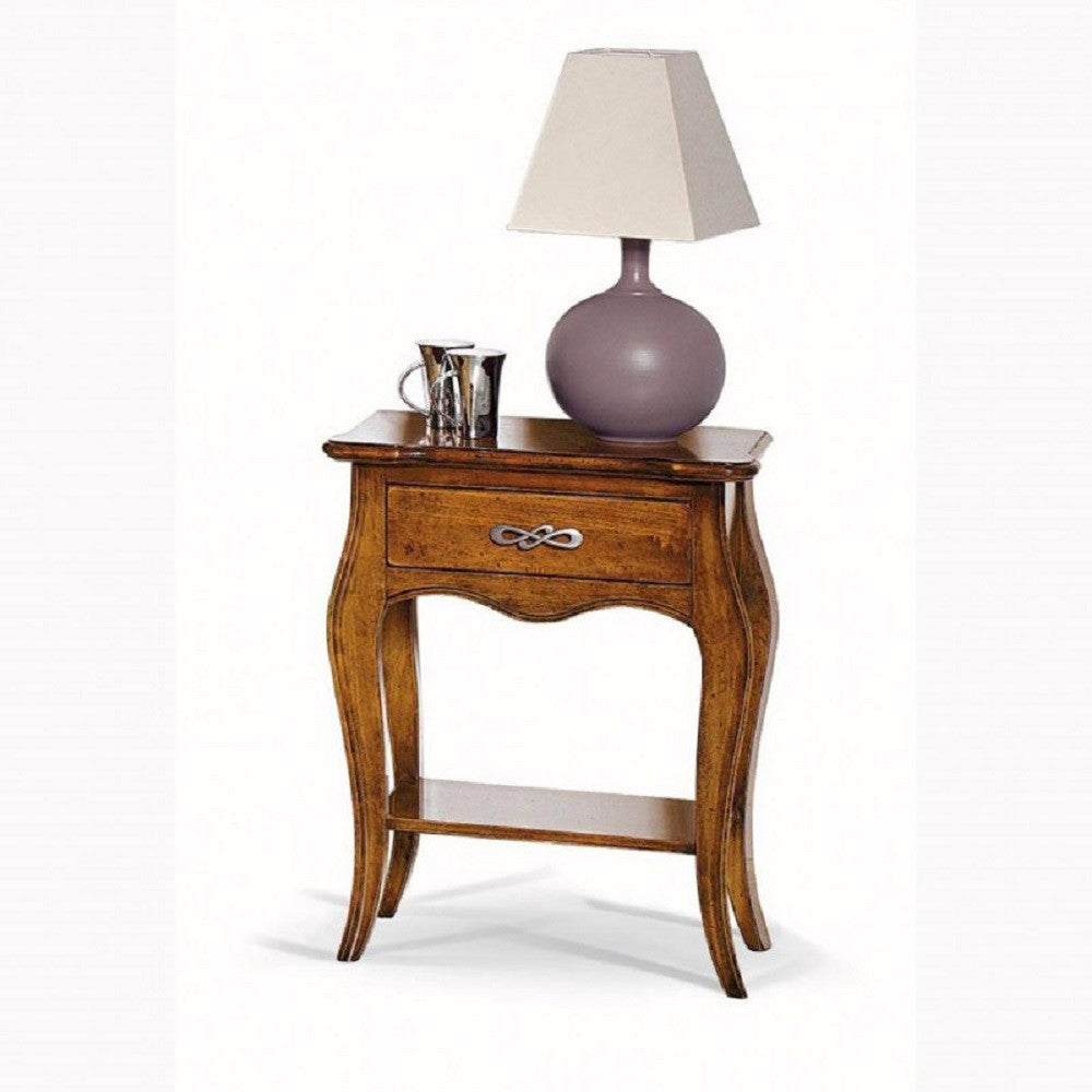 Comodino classico in legno 1 cassetto 1 ripiano tinta noce  l.54 p.36 h.69 - Mobili 2G