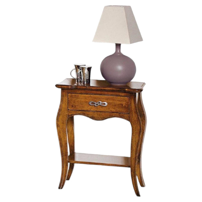 Comodino classico in legno 1 cassetto 1 ripiano tinta noce  l.54 p.36 h.69 - Mobili 2G