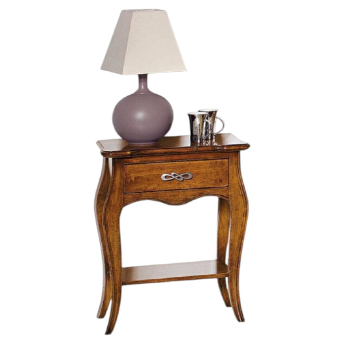 Comodino classico in legno 1 cassetto 1 ripiano tinta noce  l.54 p.36 h.69 - Mobili 2G