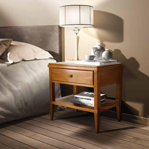 Comodino classico in legno 1 cassetto finitura bassano l.66 p.46 h.65 - Mobili 2G