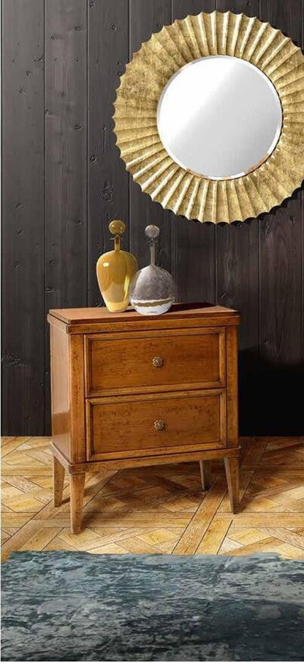 Comodino classico in legno 2 cassetti finitura bassano l.58 p.38 h.70 - Mobili 2G