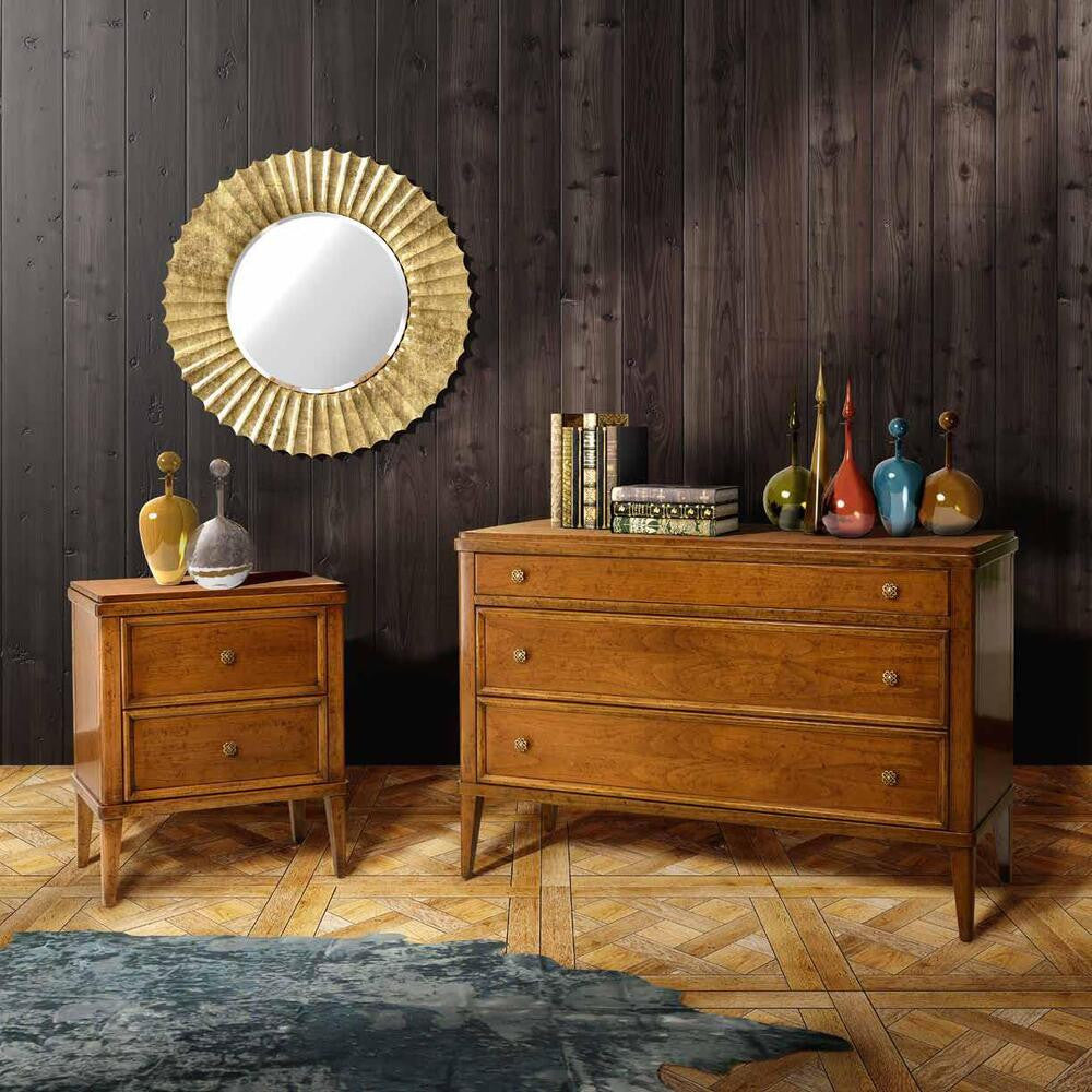 Comodino classico in legno 2 cassetti finitura bassano l.58 p.38 h.70 - Mobili 2G