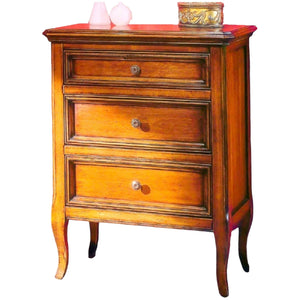 Comodino classico in legno 3 cassetti finitura bassano l.55 p.36 h.70 - Mobili 2G