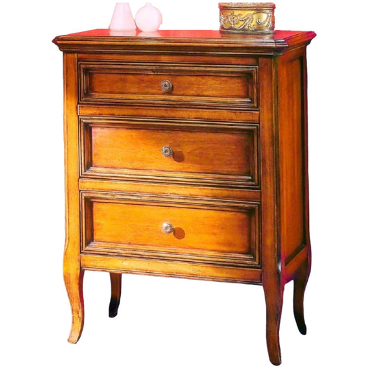 Comodino classico in legno 3 cassetti finitura bassano l.55 p.36 h.70 - Mobili 2G