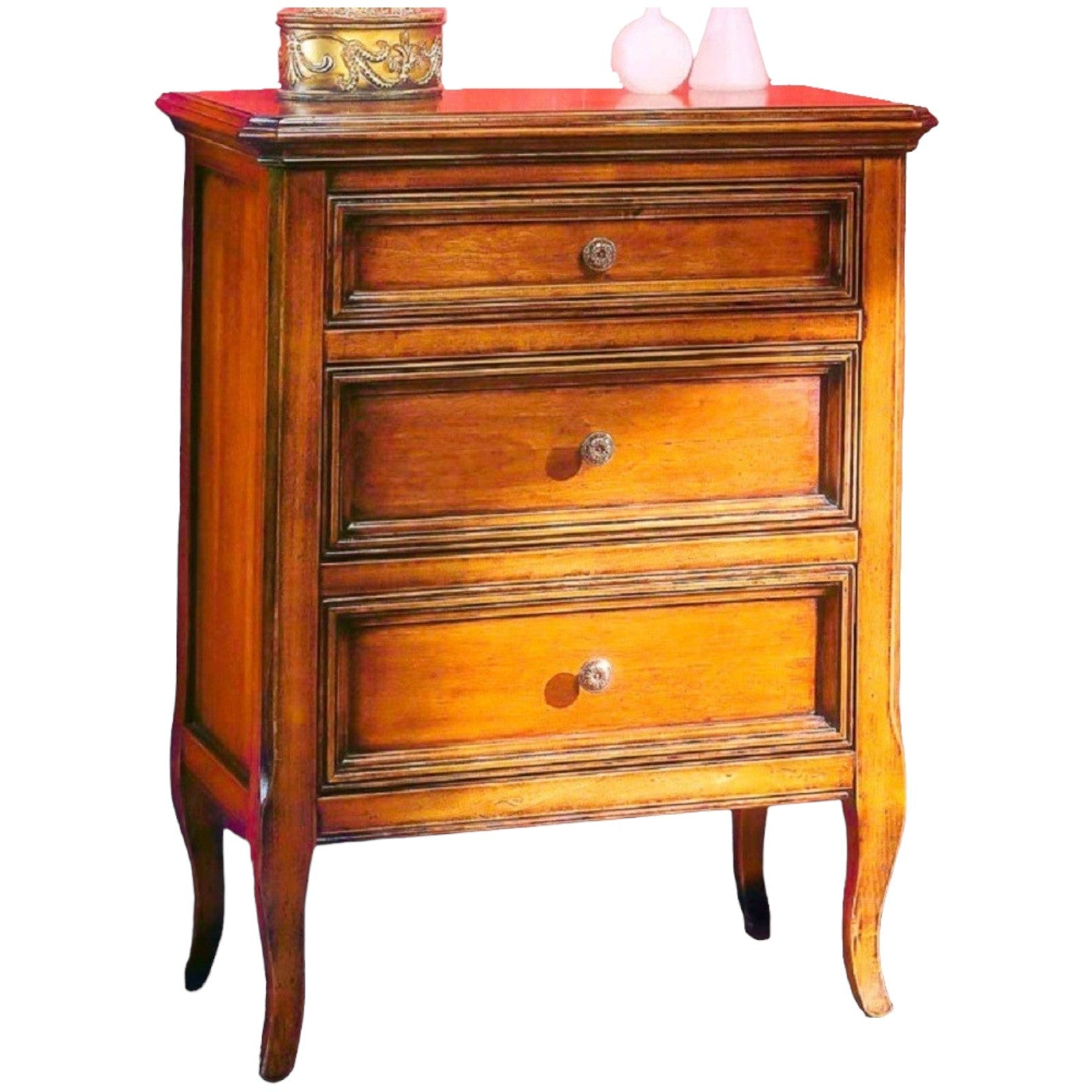 Comodino classico in legno 3 cassetti finitura bassano l.55 p.36 h.70 - Mobili 2G