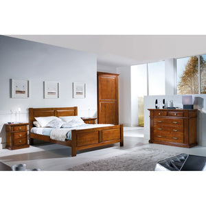 Comodino classico in legno 3 cassetti tinta noce l.55 x p.37 h.67 - Mobili 2G