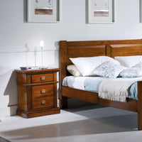 Comodino classico in legno 3 cassetti tinta noce l.55 x p.37 h.67 - Mobili 2G