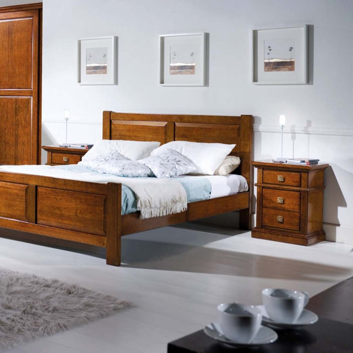 Comodino classico in legno 3 cassetti tinta noce l.55 x p.37 h.67 - Mobili 2G