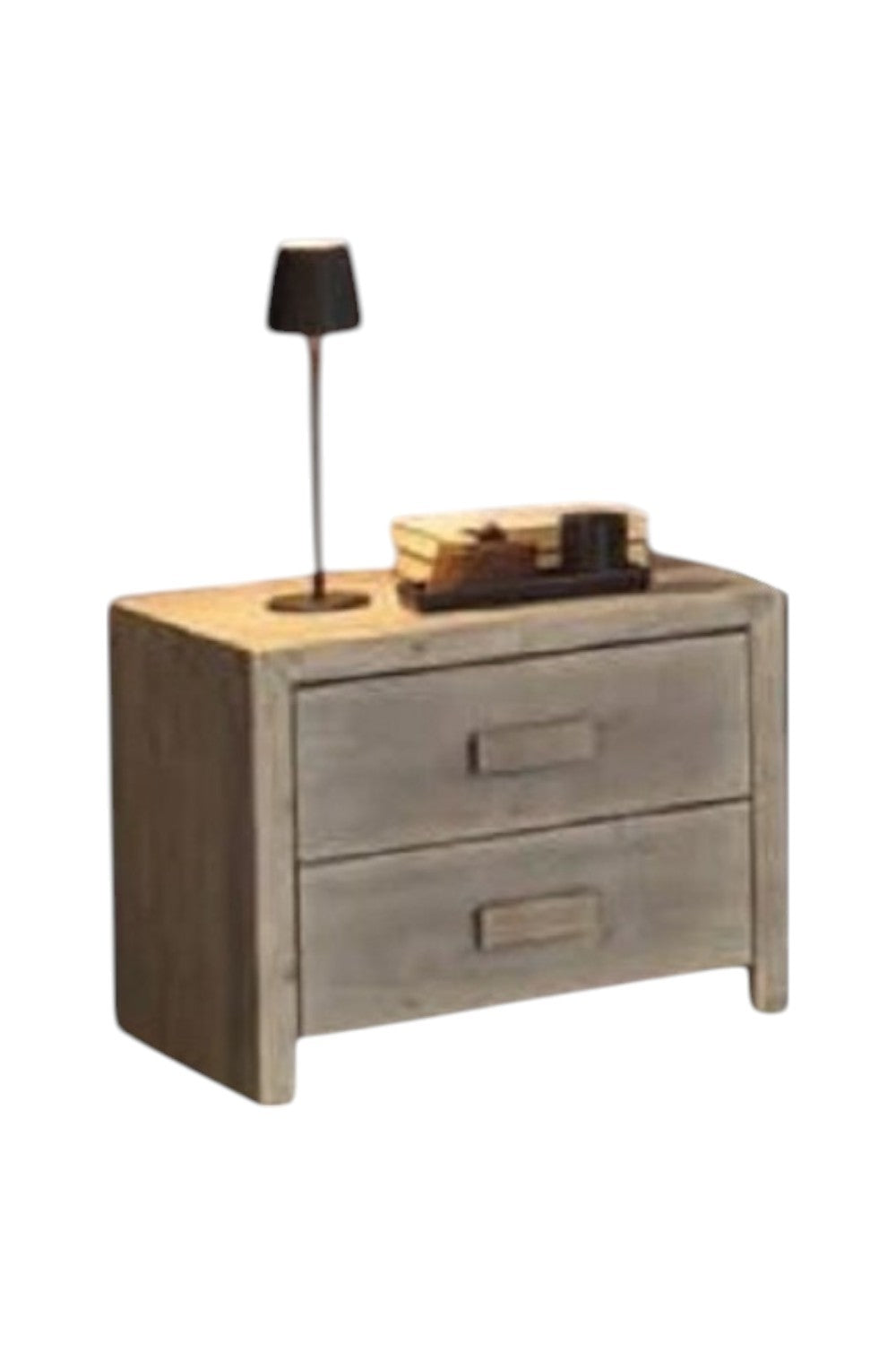 Comodino cortina 2 cassetti legno grigio di abete 55x40x45 - Mobili 2G