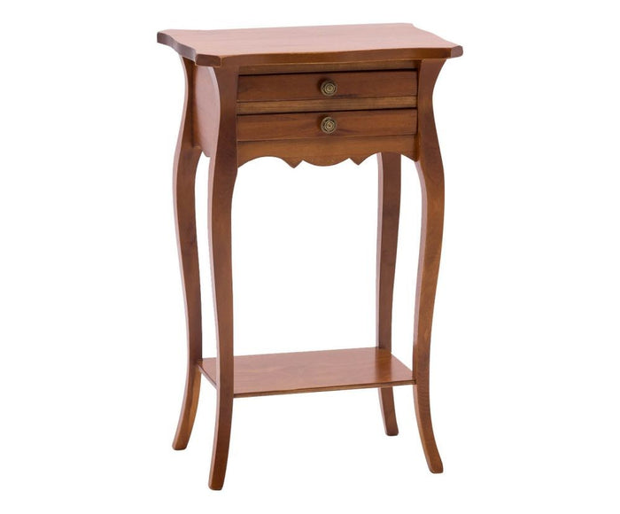 Comodino porta telefono 2 cassetti in legno tinta noce 45x35x70 - Mobili 2G