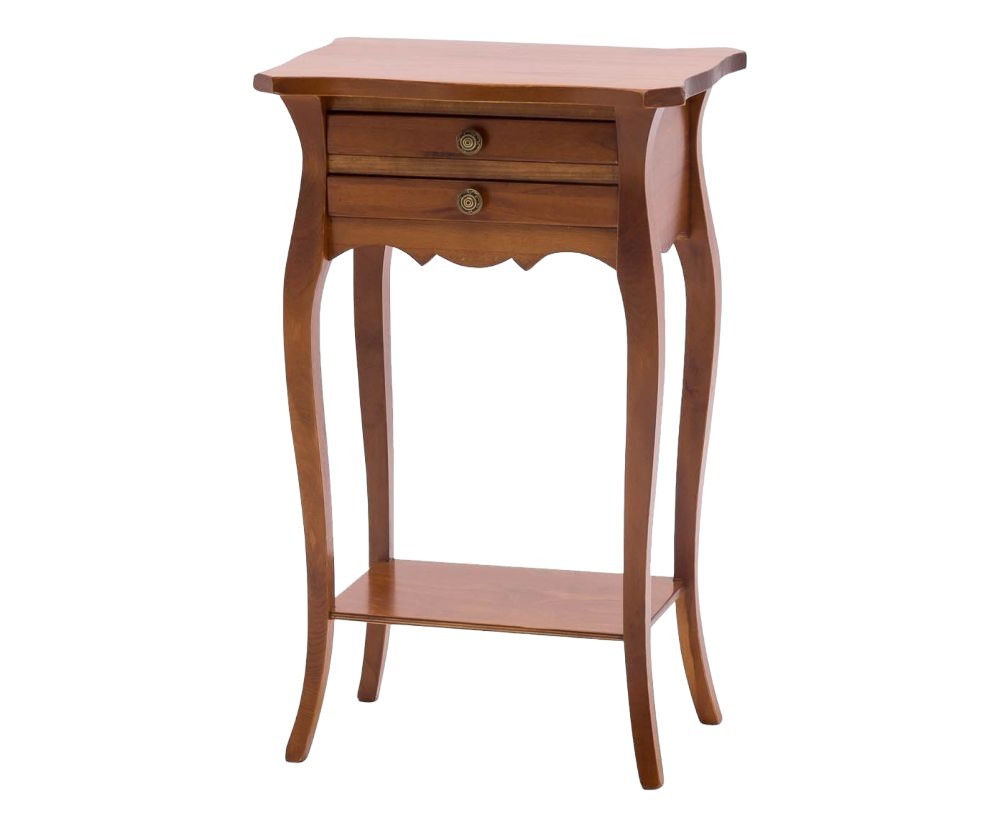 Comodino porta telefono 2 cassetti in legno tinta noce 45x35x70 - Mobili 2G