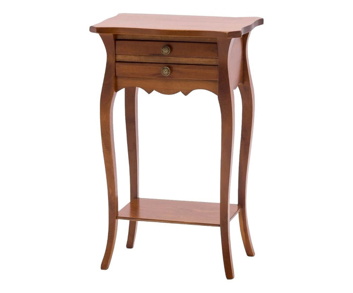 Comodino porta telefono 2 cassetti in legno tinta noce 45x35x70 - Mobili 2G